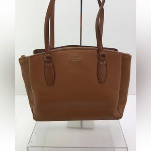 Kate Spade Brown Leather Monet Large Triple Compartment Tote Bag
